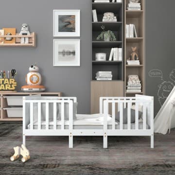 Costway Canada Lit convertible 2-en-1 pour tout-petit avec barrières de sécurité chez Costway Canada