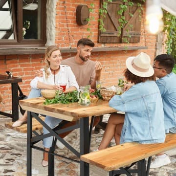 Costway Canada Ensemble de table de pique-nique et bancs pliants en bois (3 pièces) chez Costway Canada