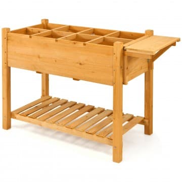 Costway Canada Elevated Planter Box Kit with 8 Grids and Folding Tabletop chez Costway Canada