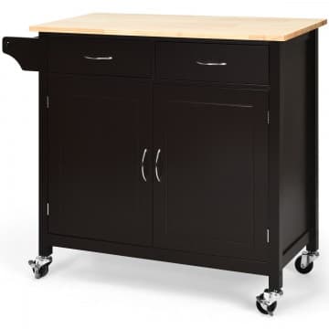 Costway Canada Îlot de cuisine roulant moderne avec comptoir en bois chez Costway Canada