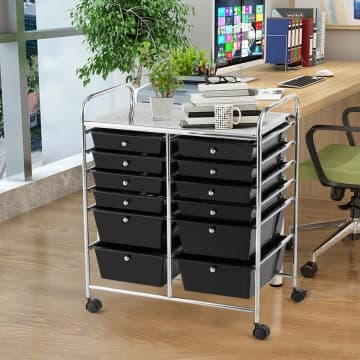 Costway Canada Chariot de rangement à 12 tiroirs avec tiroirs amovibles et roulettes chez Costway Canada