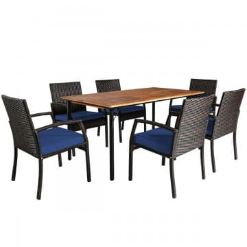 Costway Canada Ensemble de salle à manger extérieur 7 pièces en rotin avec trou pour chez Costway Canada