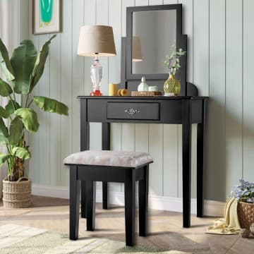Costway Canada Vanity Dressing Table Stool Set with Large Makeup Mirror chez Costway Canada