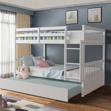 Costway Canada Lit superposé double sur double en bois avec échelle chez Costway Canada