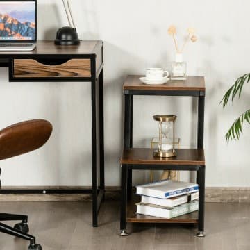 Costway Canada 3-Tier Ladder-Shaped Chair Side Table with Storage Shelf chez Costway Canada