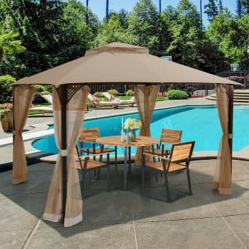 Costway Canada Gazebo de jardin extérieur de 12 x 10 pieds à double toit avec chez Costway Canada