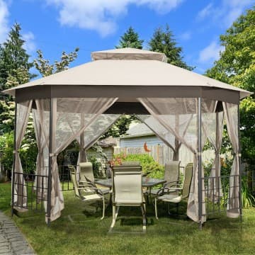 Costway Canada Gazebo de patio octogonal de 10 x 12 pieds avec moustiquaire chez Costway Canada