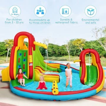 Costway Canada Parc aquatique gonflable avec toboggan pour enfants avec souffleur 480 W chez Costway Canada