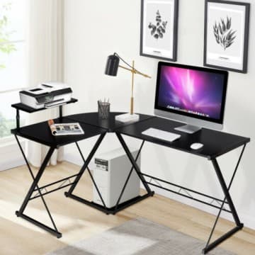 Costway Canada 58 Inch L-Shaped Computer Desk with Movable Shelf and CPU Stand chez Costway Canada