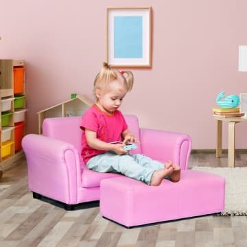 Costway Canada Kid's Double Couch Lounge sofa with Ottoman chez Costway Canada