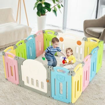 Costway Canada Parc bébé pliable à 14 panneaux avec porte verrouillable et bases chez Costway Canada