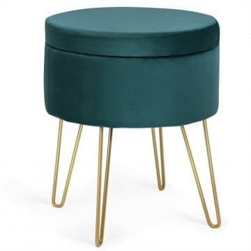 Costway Canada Ottomane ronde de rangement en velours avec pieds en métal chez Costway Canada