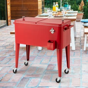 Costway Canada Glacière mobile sur chariot pour terrasse, rouge chez Costway Canada