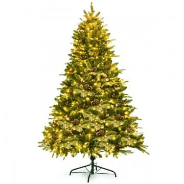 Costway Canada Sapin de Noël artificiel articulé floqué de neige pré-éclairé de 6 chez Costway Canada