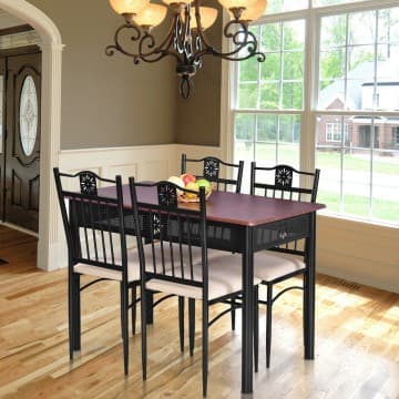 Costway Canada Ensemble de salle à manger 5 pièces, table en bois et métal et 4 chez Costway Canada