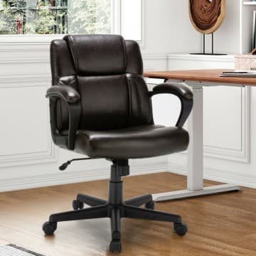 Costway Canada Chaise de bureau de direction en cuir réglable avec accoudoirs chez Costway Canada