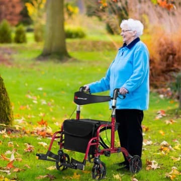 Costway Canada Déambulateur Rollator 2-en-1 en aluminium avec siège et rangement chez Costway Canada
