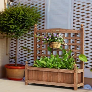 Costway Canada Jardinière en bois avec treillis résistante aux intempéries pour chez Costway Canada