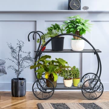 Support pour plantes en métal robuste en forme de charrette à fleurs chez Costway Canada