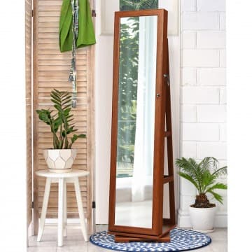 Costway Canada Armoire à bijoux verrouillable 2-en-1 rotative à 360° avec miroir chez Costway Canada