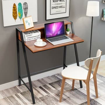 Costway Canada Petit bureau d'ordinateur à 2 niveaux avec cadre robuste pour petits chez Costway Canada