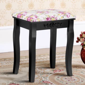 Costway Canada Tabouret de coiffeuse en bois avec siège rembourré et motif rose chez Costway Canada