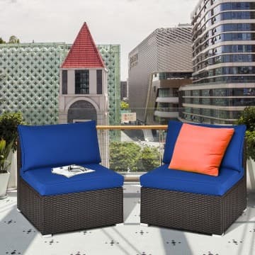 Costway Canada Ensemble de 2 canapés de patio en rotin sans accoudoirs avec 2 coussins chez Costway Canada