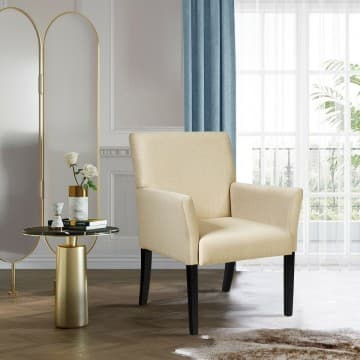 Costway Canada Fauteuil invité exécutif rembourré en tissu avec pieds en bois d'hévéa chez Costway Canada