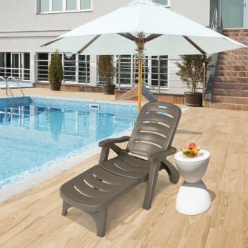 Costway Canada Chaise longue pliante ajustable à 5 positions avec roues chez Costway Canada