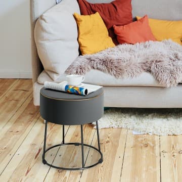 Costway Canada Repose-pieds ottoman rond en velours avec patins antidérapants chez Costway Canada