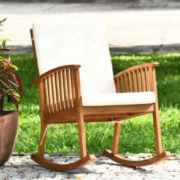Costway Canada Chaise à bascule d'extérieur en bois d'acacia chez Costway Canada
