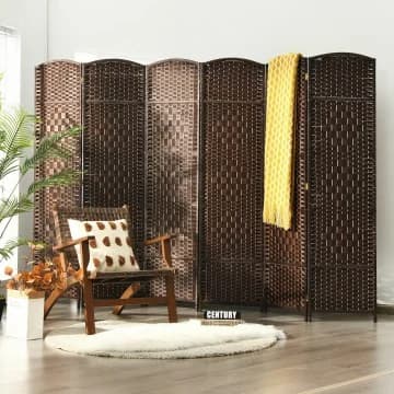 Costway Canada 6 Feet 6-Panel Weave Folding Fiber Room Divider Screen chez Costway Canada