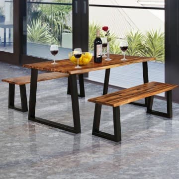 Costway Canada Solid Acacia Wood Patio Bench Dining Bench Seating Chair chez Costway Canada