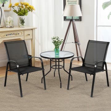 Costway Canada Lot de 2 chaises de salle à manger d'extérieur avec accoudoirs chez Costway Canada