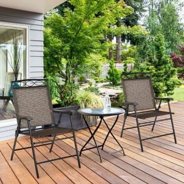 Costway Canada Set of 2 Patio Folding Chairs Sling Portable Dining Chair Set with chez Costway Canada