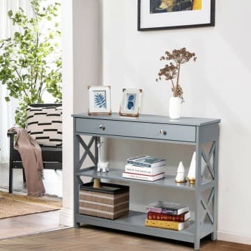 Costway Canada Console Table 3-Tier with Drawer and Storage Shelves chez Costway Canada