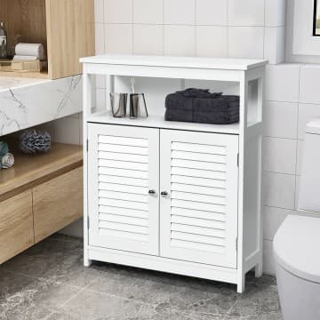 Costway Canada Meuble de rangement de salle de bain autoportant avec portes à volets chez Costway Canada
