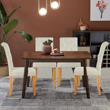 Costway Canada 2 Pieces Tufted Dining Chair Set with Adjustable Anti-Slip Foot Pads chez Costway Canada