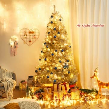 Costway Canada Sapin de Noël artificiel argenté pliable de 7,5 pi sans lumières chez Costway Canada