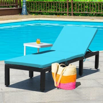 Costway Canada Chaise longue de patio en rotin avec coussin et dossier réglable chez Costway Canada