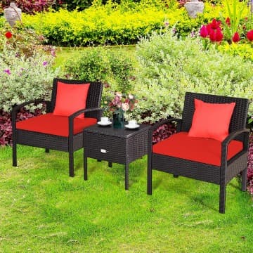 Costway Canada Ensemble de canapé de patio 3 pièces en rotin PE avec coussins lavables chez Costway Canada
