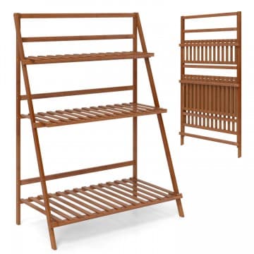 Costway Canada 3-Tier Bamboo Ladder Shelf Foldable Plant Flower Bookshelf chez Costway Canada