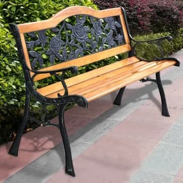 Costway Canada Banc de patio extérieur en fonte, motif rose chez Costway Canada