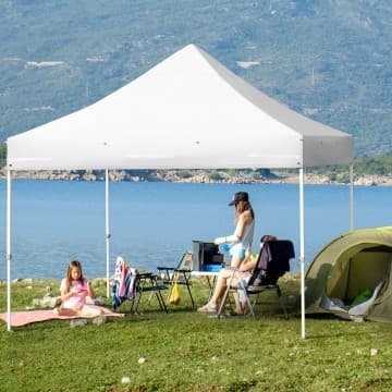 Costway Canada Gazebo pliable 10x10 pieds avec 5 parois amovibles et auvent étendu chez Costway Canada