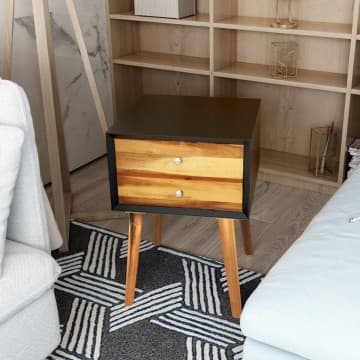 Costway Canada Mid-Century Wooden Multipurpose End Table with 2 Storage Drawers chez Costway Canada