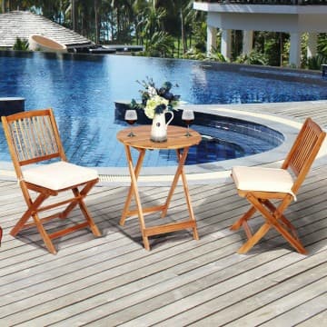 Costway Canada Ensemble bistro de patio pliant 3 pièces avec coussin rembourré et chez Costway Canada