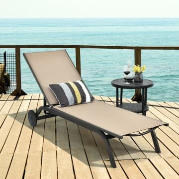 Costway Canada Chaise longue de jardin inclinable en tissu, 6 positions chez Costway Canada