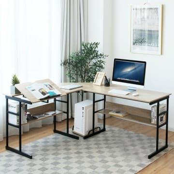 Costway Canada L-Shaped Computer Desk with Tiltable Tabletop chez Costway Canada