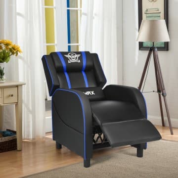 Costway Canada Fauteuil inclinable de jeu avec massage et repose-pieds en cuir PU chez Costway Canada
