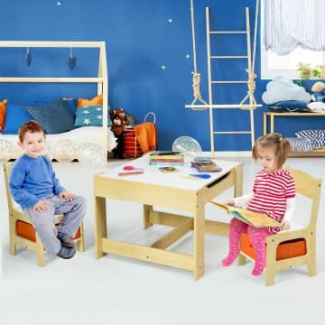 Costway Canada Kids Table Chairs Set With Storage Boxes Blackboard Whiteboard Drawing chez Costway Canada